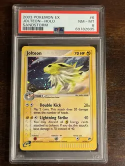 Pokemon Jolteon EX Sandstorm Holo Rare Card 6/100 PSA 8 NM-MT - Image 1