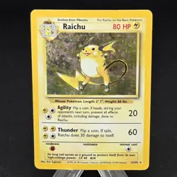 1999 Pokemon Base Set Unlimited Raichu Holo Rare Card 14/102 WOTC MP - Image 1