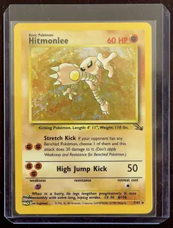 Pokemon TCG Hitmonlee Fossil Holo Rare Card 7/62 - Image 1
