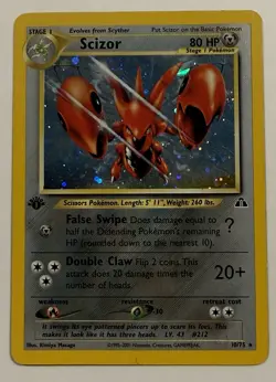 2001 Pokemon Scizor Holo Rare 1st Edition 10/75 Neo Discovery Vintage Card - Image 1