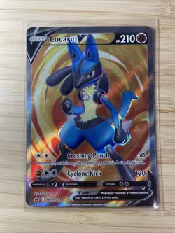 Lucario V SWSH213 NM Full Art Promo Rare Pokemon Card - Image 1