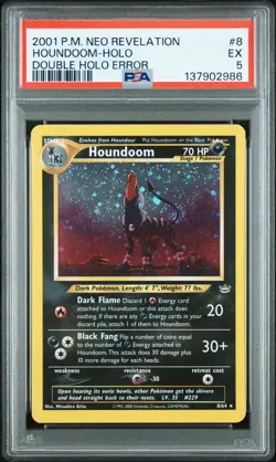 2001 POKEMON NEO REVELATION DOUBLE HOLO ERR #8 HOUNDOOM-HOLO PSA 5 - Image 1