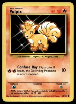 EX-NM Base Set Vulpix Common 068/102 Pokemon TCG - Image 1