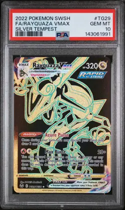 2022 Pokemon Sword & Shield Silver Tempest #TG29 Fa/Rayquaza Vmax PSA 10 - Image 1
