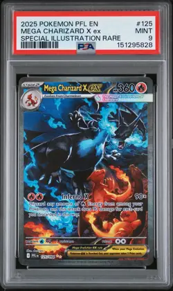 2025 POKEMON PFL SPECIAL ILLUSTRATION RARE #125 MEGA CHARIZARD X EX PSA 9 - Image 1