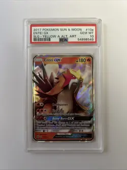 2017 POKEMON SUN & MOON SHINING LEGENDS YELLOW A ALTERNATE ART ENTEI GX PSA 10 - Image 1