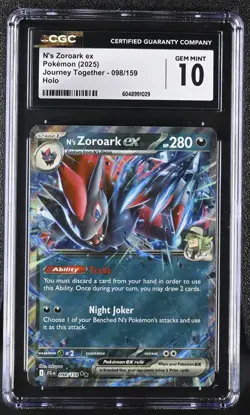 Pokemon N's Zoroark ex 098/159 Journey Together CGC 10 GEM MINT - Image 1