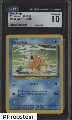 1999 Pokemon Base Set #35/102 Magikarp CGC 10 GEM MINT - Image 1