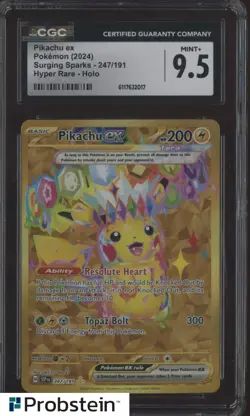 2024 Pokemon SSP EN Hyper Rare #247 Pikachu ex CGC 9.5 MINT+ - Image 1