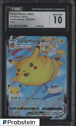 2021 Pokemon Celebrations 007/025 Flying Pikachu VMAX Holo CGC 10 GEM MINT - Image 1