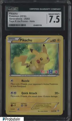 2016 Pokemon Generations Toys r Us #26/83 Pikachu Holo CGC 7.5 - Image 1