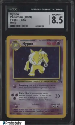 1999 Pokemon Fossil #8 62 Hypno Holo CGC 8.5 NM-MT+ - Image 1