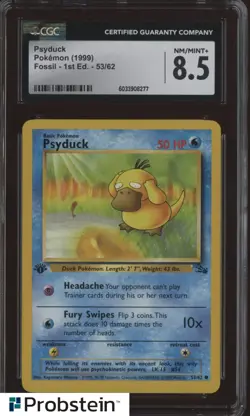 1999 Pokemon Fossil 1st Edition #53/62 Psyduck CGC 8.5 NM-MT+ - Image 1