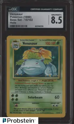 1999 Pokemon Base Set #15/102 Venusaur Holo CGC 8.5 NM-MT+ - Image 1