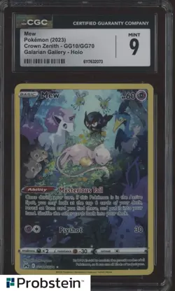 2023 Pokemon Crown Zenith GG10/GG70 Mew Holo Galarian Gallery CGC 9 - Image 1