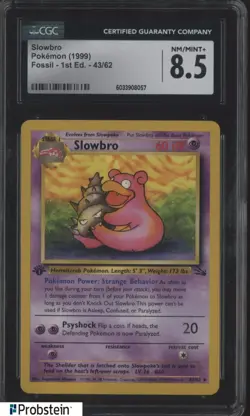 1999 Pokemon Fossil #43/62 Slowbro 1st Edition CGC 8.5 NM-MT+ - Image 1