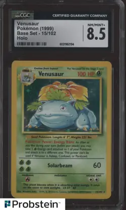 1999 Pokemon Base Set #15/102 Venusaur Holo CGC 8.5 NM-MT+ - Image 1