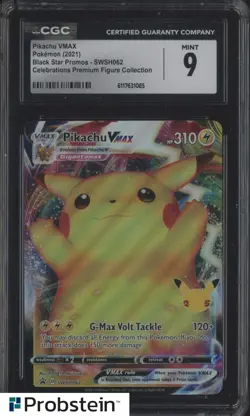 2021 Pokemon BSP Celebrations Premium Figure #SWSH062 Pikachu VMAX CGC 9 - Image 1