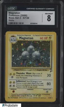 2000 Pokemon Base Set 2 #9/130 Magneton Holo CGC 8 NM-MT - Image 1