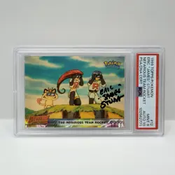 Eric Stuart Signed - Team Rocket - Topps Mewtwo Strikes Back Pokemon Card PSA 10 - Image 1
