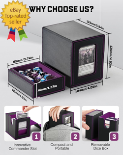 MTG Commander Deck Box with Display Window Deck Box Holds - Image 2