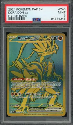 2024 PSA 9 Pokemon Paldean Fates Koraidon ex Hyper Rare 245/091 Card Mint - Image 1