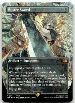 Buster Sword (Borderless) #351 (Foil) (NM) Final Fantasy FIN Magic MTG - Image 1
