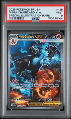 2025 POKEMON PFL EN-PHANTASMAL FLAMES #125 MEGA CHARIZARD X EX PSA 9 - Image 1