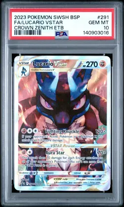 2023 POKEMON SWSH BLACK STAR PROMO #291 FULL ART/LUCARIO VSTAR PSA 10 - Image 1