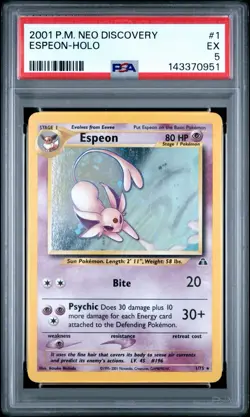 PSA 5 Espeon 1/75 Neo Discovery Holo Foil Pokemon 2001 WOTC - Image 1