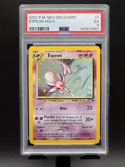PSA 5 Espeon 1/75 Neo Discovery Holo Foil Pokemon 2001 WOTC - Image 3