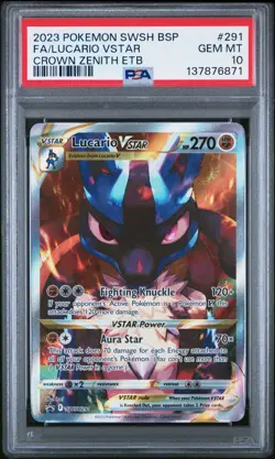 Pokemon SWSH Black Star Promo #291 Lucario VSTAR – Full Art PSA 10 Gem Mint 2023 - Image 1