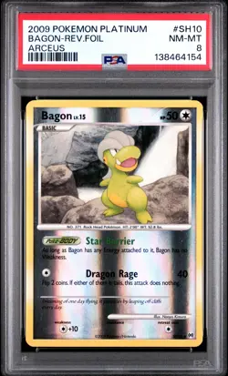 2009 POKEMON PLATINUM ARCEUS #SH10 BAGON-REVERSE FOIL PSA 8 - Image 1