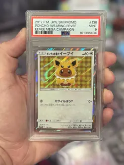2017 POKEMON JPN SM PROMO EEVEE MEGA CAMPAIGN #138 PONCHO-WEARING EEVEE PSA 9 - Image 1