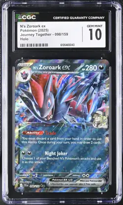 2025 Journey Together Pokemon N's Zoroark ex CGC 10 098/159 - Image 1