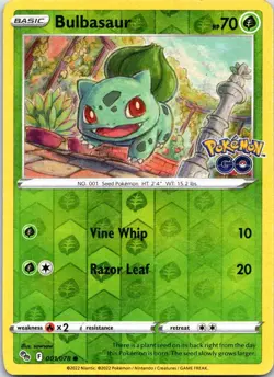Bulbasaur 001/078 Common Pokemon GO Pokemon Reverse Holo MP - Image 1