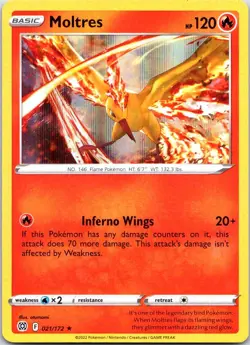 Moltres 021/172 Holo Rare Brilliant Stars Pokemon Holo NM - Image 1