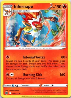 Infernape 026/172 Holo Rare Brilliant Stars Pokemon Holo NM - Image 1