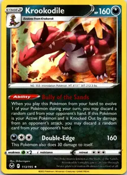 Krookodile 113/195 Holo Rare Silver Tempest Pokemon Holo NM - Image 1
