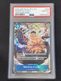 2025 ONE PIECE OP13 058 CARRYING ON HIS WILL MONKEY D LUFFY TREASURE RARE PSA 10 - Image 1