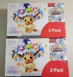 2x Pokemon TCG Prismatic Evolutions ETB with Booster Bundle Costco 2-Pack Sealed - Image 1