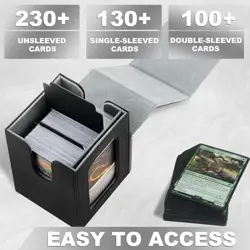 Card Deck Box For MTG Commander Deck, Fits 100+ Cards, Magnetic Black&Grey - Image 5