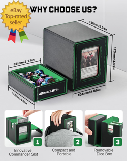 MTG Commander Deck Box with Display Window Deck Box Holds 100 Double-Sleeved - Image 2