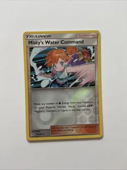 Misty's Water Command Rev Reverse Holo SM Hidden Fates Pokemon NM 63/68 Sun - Image 1