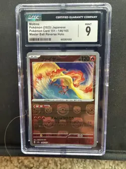 CGC 10 Moltres Master Ball Reverse Holo 146/165 Japanese Pokemon 151 - Image 1