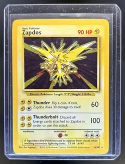 1999 Pokemon Unlimited Zapdos Rare Holo #16/102 - Image 1