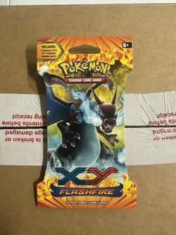 Pokemon XY Flashfire Sleeved Booster Pack Mega Charizard X Art Work - Image 1