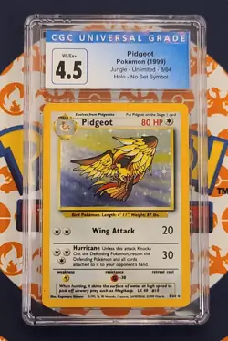 1999 Pokemon Pidgeot Holo 8/64 Jungle WOTC NO SET SYMBOL ERROR CGC 4.5 - Image 1