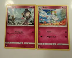 Ralts 91/147 and Kirlia 92/147 Common SM - Burning Shadows LP Pokemon Card Lot - Image 1