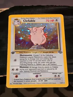 Pokemon TCG Clefable 1/64 Jungle Set Holo 1999 Card - Image 1